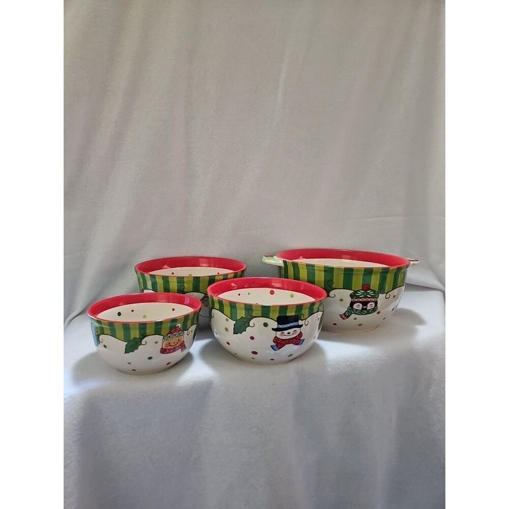 TEMPTATIONS BY TARA Winter Whimsy 4 Mixing Bowl Set.